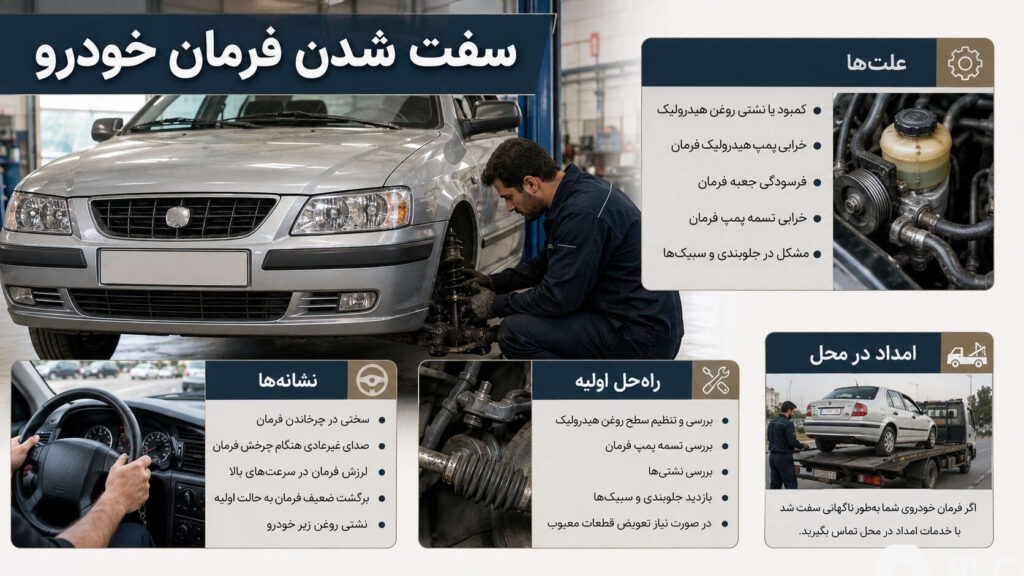 علت سفت شدن فرمان خودرو